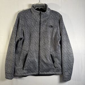 The North Face Women’s Large Jacket Gray Herringbone Softshell Fleece Zip Up